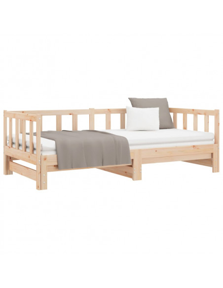 Divano Letto con Letto Estraibile 90x200cm Legno Massello Pino