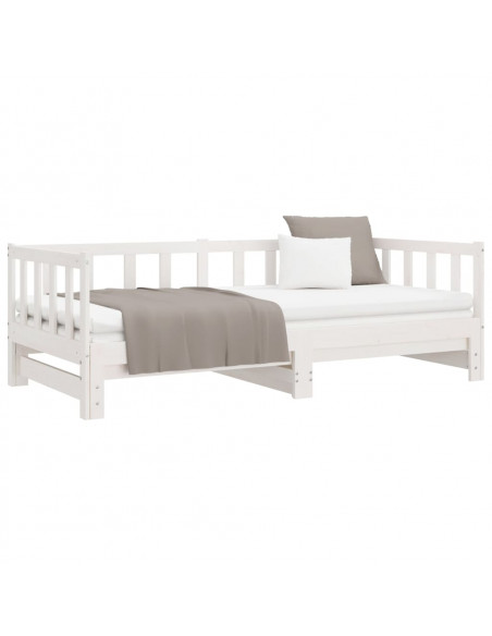 Divano Letto con Letto Estraibile Bianco 90x200cm Massello Pino