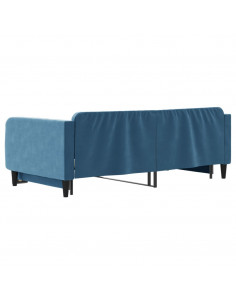 Divano Letto con Letto Estraibile Blu 100x200 cm in Velluto