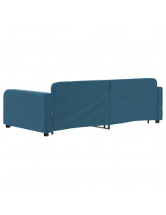 Divano Letto con Letto Estraibile Blu 100x200 cm in Velluto