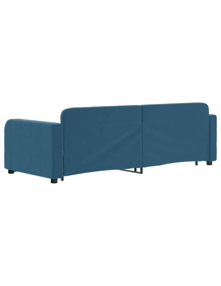 Divano Letto con Letto Estraibile Blu 80x200 cm in Velluto