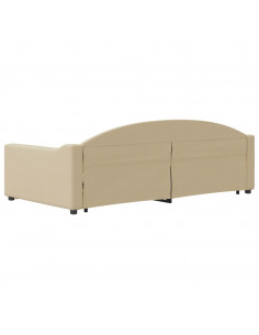 Divano Letto con Letto Estraibile Crema 100x200 cm in Tessuto