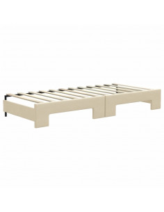 Divano Letto con Letto Estraibile Crema 80x200 cm Tessuto