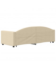 Divano Letto con Letto Estraibile Crema 80x200 cm Tessuto