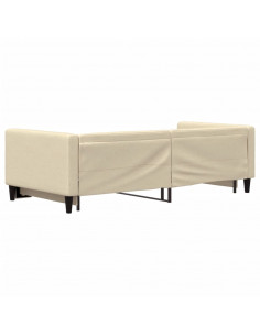 Divano Letto con Letto Estraibile Crema 90x200 cm in Tessuto