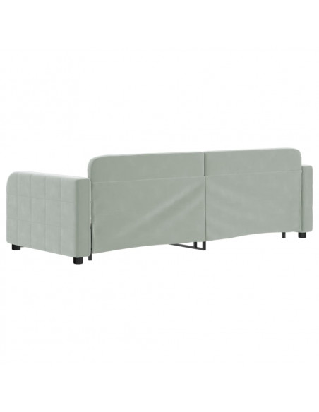 Divano Letto con Letto Estraibile Grigio Chiaro 80x200 Velluto