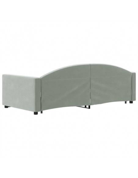 Divano Letto con Letto Estraibile Grigio Chiaro 90x200 Velluto