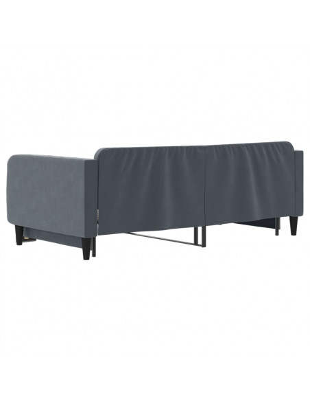 Divano Letto con Letto Estraibile Grigio Scuro 100x200 Velluto