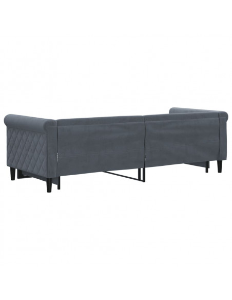 Divano Letto con Letto Estraibile Grigio Scuro 80x200cm Velluto