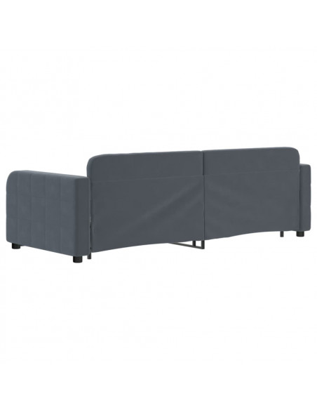 Divano Letto con Letto Estraibile Grigio Scuro 80x200cm Velluto
