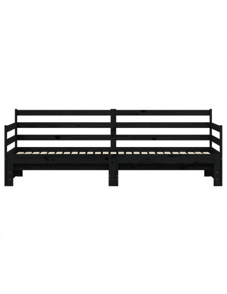 Divano Letto con Letto Estraibile Nero 80x200cm Massello Pino