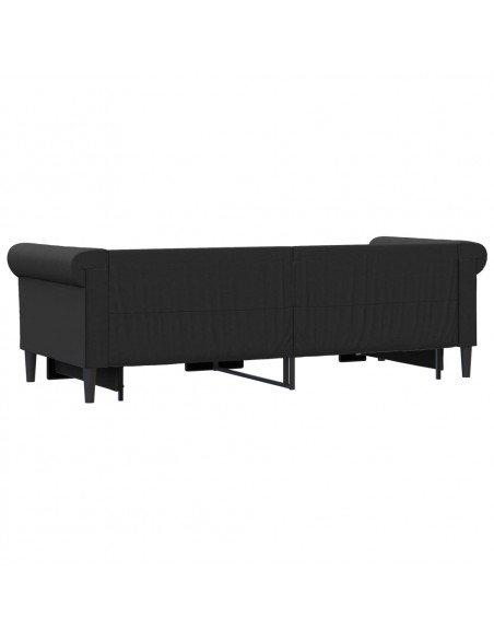 Divano Letto con Letto Estraibile Nero 90x200 cm in Similpelle
