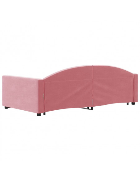 Divano Letto con Letto Estraibile Rosa 100x200 cm in Velluto