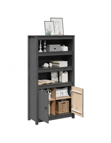 Credenza Grigio 80x35x154 cm in Legno Massello di Pino