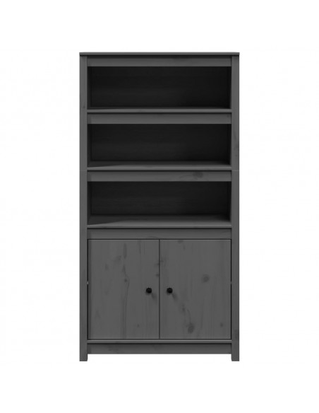 Credenza Grigio 80x35x154 cm in Legno Massello di Pino