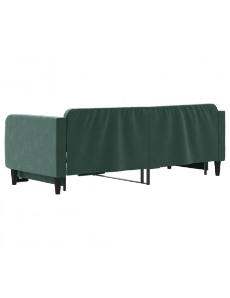 Divano Letto con Letto Estraibile Verde Scuro 80x200cm Velluto