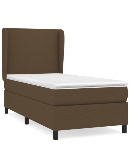 Giroletto a Molle con Materasso Marrone Scuro 90x200 cm Tessuto