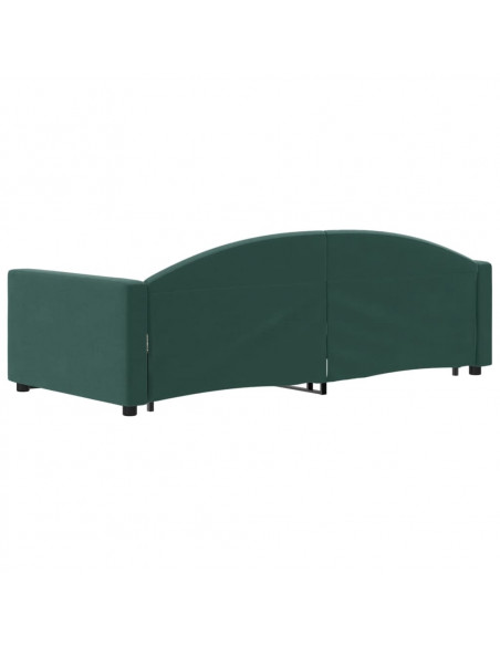 Divano Letto con Letto Estraibile Verde Scuro 90x200cm Velluto