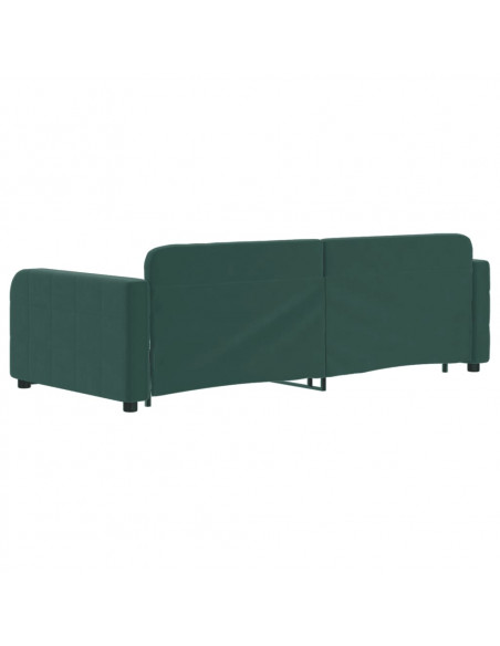 Divano Letto con Letto Estraibile Verde Scuro 90x200cm Velluto