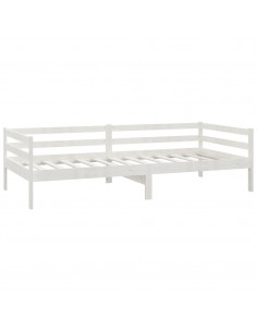 Divano Letto con Materasso 90x200 cm Bianco in Legno di Pino