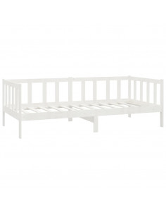 Divano Letto con Materasso 90x200 cm Bianco in Legno di Pino