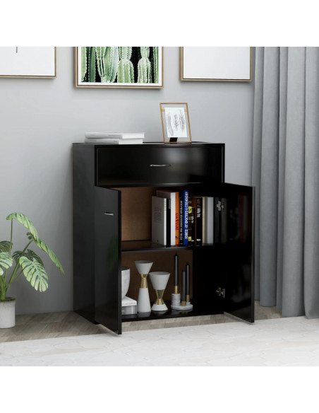 Credenza Nera 60x30x75 cm in Legno Multistrato
