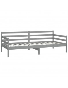 Divano Letto con Materasso 90x200 cm Grigio in Legno di Pino