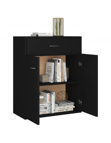 Credenza Nera 60x30x75 cm in Legno Multistrato