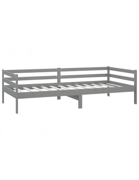 Divano Letto con Materasso 90x200 cm Grigio in Legno di Pino