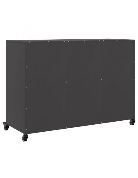 Credenza Nera 100,5x39x72 cm in Acciaio Laminato a Freddo