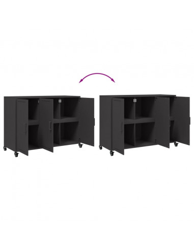 Credenza Nera 100,5x39x72 cm in Acciaio Laminato a Freddo