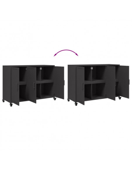 Credenza Nera 100,5x39x72 cm in Acciaio Laminato a Freddo