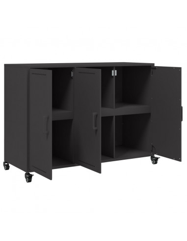 Credenza Nera 100,5x39x72 cm in Acciaio Laminato a Freddo