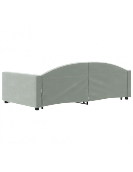 Divano Letto Estraibile Cassetti Grigio Chiaro 100x200 Velluto