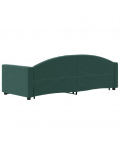 Divano Letto Estraibile Cassetti Verde Scuro 80x200cm Velluto