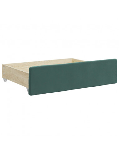 Divano Letto Estraibile Cassetti Verde Scuro 90x200cm Velluto