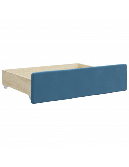 Divano Letto Estraibile con Cassetti Blu 80x200 cm in Velluto