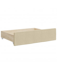 Divano Letto Estraibile con Cassetti Crema 80x200 cm in Tessuto