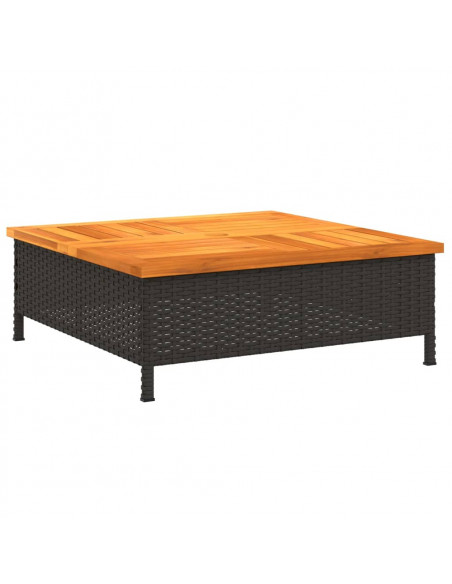 Copertura Base Ombrellone Nera 70x70x25 cm Polyrattan e Acacia