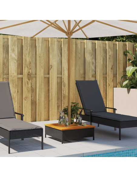 Copertura Base Ombrellone Nera 70x70x25 cm Polyrattan e Acacia