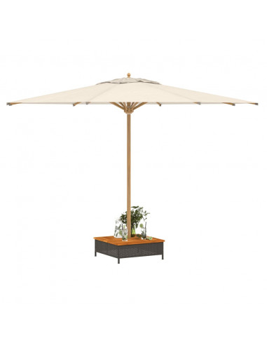 Copertura Base Ombrellone Nera 70x70x25 cm Polyrattan e Acacia