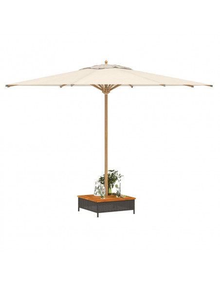 Copertura Base Ombrellone Nera 70x70x25 cm Polyrattan e Acacia