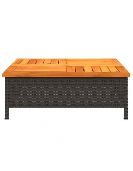 Copertura Base Ombrellone Nera 70x70x25 cm Polyrattan e Acacia