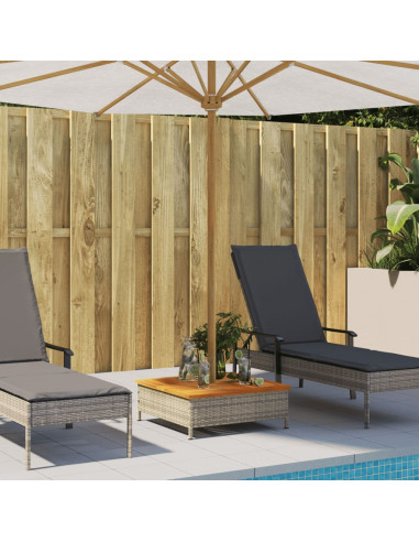 Copertura Base Ombrellone Grigia 70x70x25cm Polyrattan e Acacia