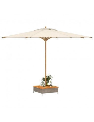 Copertura Base Ombrellone Grigia 70x70x25cm Polyrattan e Acacia