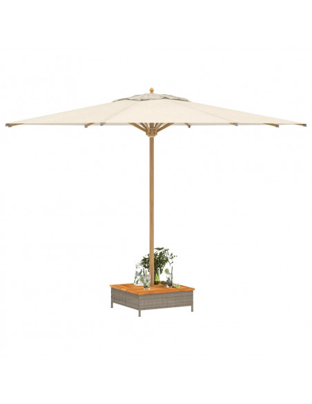 Copertura Base Ombrellone Grigia 70x70x25cm Polyrattan e Acacia