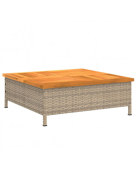 Copertura Base Ombrellone Beige 70x70x25 cm Polyrattan e Acacia