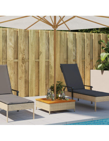 Copertura Base Ombrellone Beige 70x70x25 cm Polyrattan e Acacia