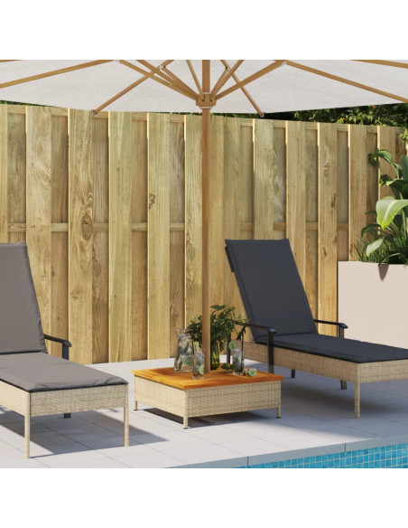 Copertura Base Ombrellone Beige 70x70x25 cm Polyrattan e Acacia