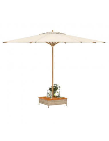 Copertura Base Ombrellone Beige 70x70x25 cm Polyrattan e Acacia